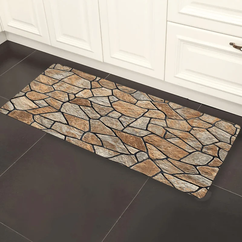 Stone Texture Pattern Carpet Mat Rug Home Decoration Natural Floor Mat Kitchen Hallway Indoor Outdoor Decorative Home Carpet