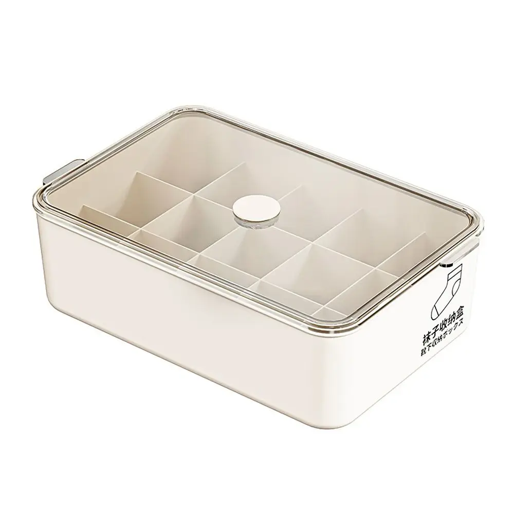 10/15 Grids Underwear Storage Box with Cover Case Classification Panties Socks Organizer Dustproof Stable Stacking