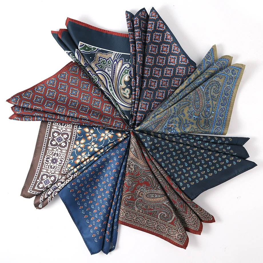 Tailor Smith Mens Hanky Pocket Squared Handkerchief Polyester Paisley Floral Handkerchief Square Scarf Wedding Party For Gift