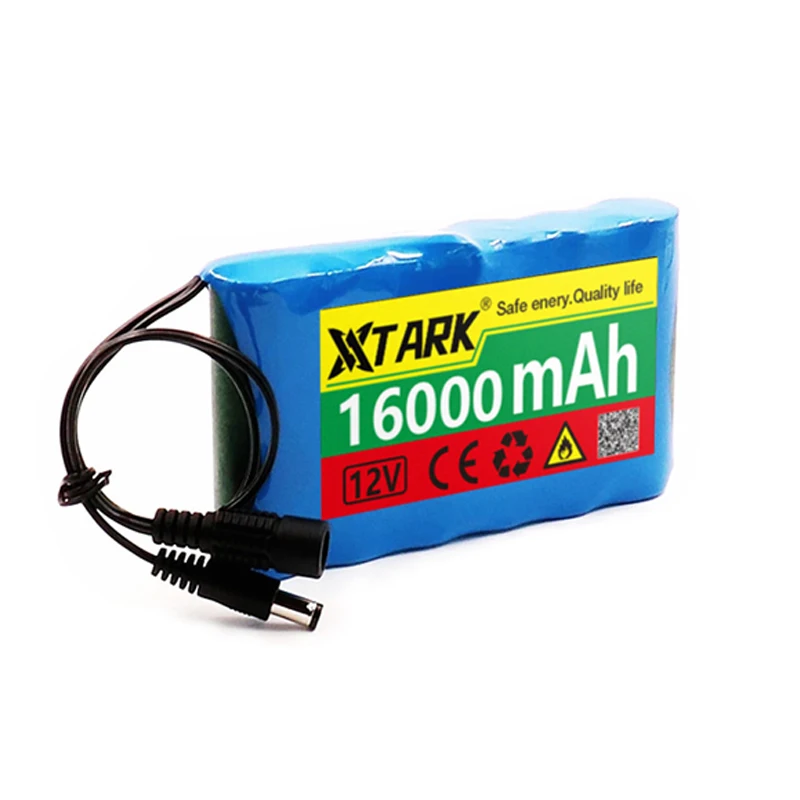 

NEW Portable Super 12V 16000mah Battery Rechargeable Lithium Ion Battery Pack Capacity DC 12.6v 16Ah CCTV Cam Monitor + Charger