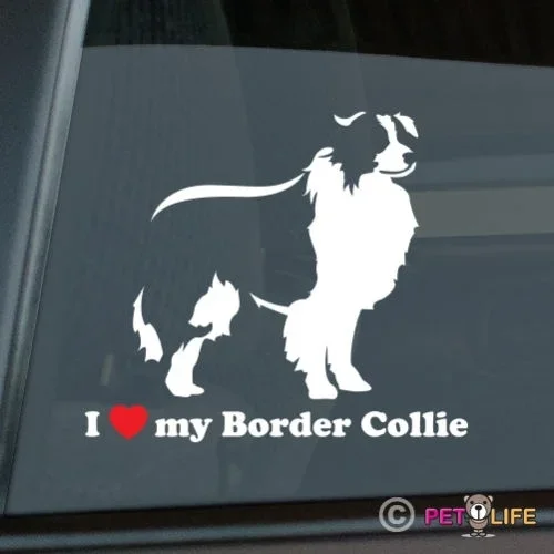 I Love My Border Collie Sticker Die Cut Vinyl - sheep dog car decals