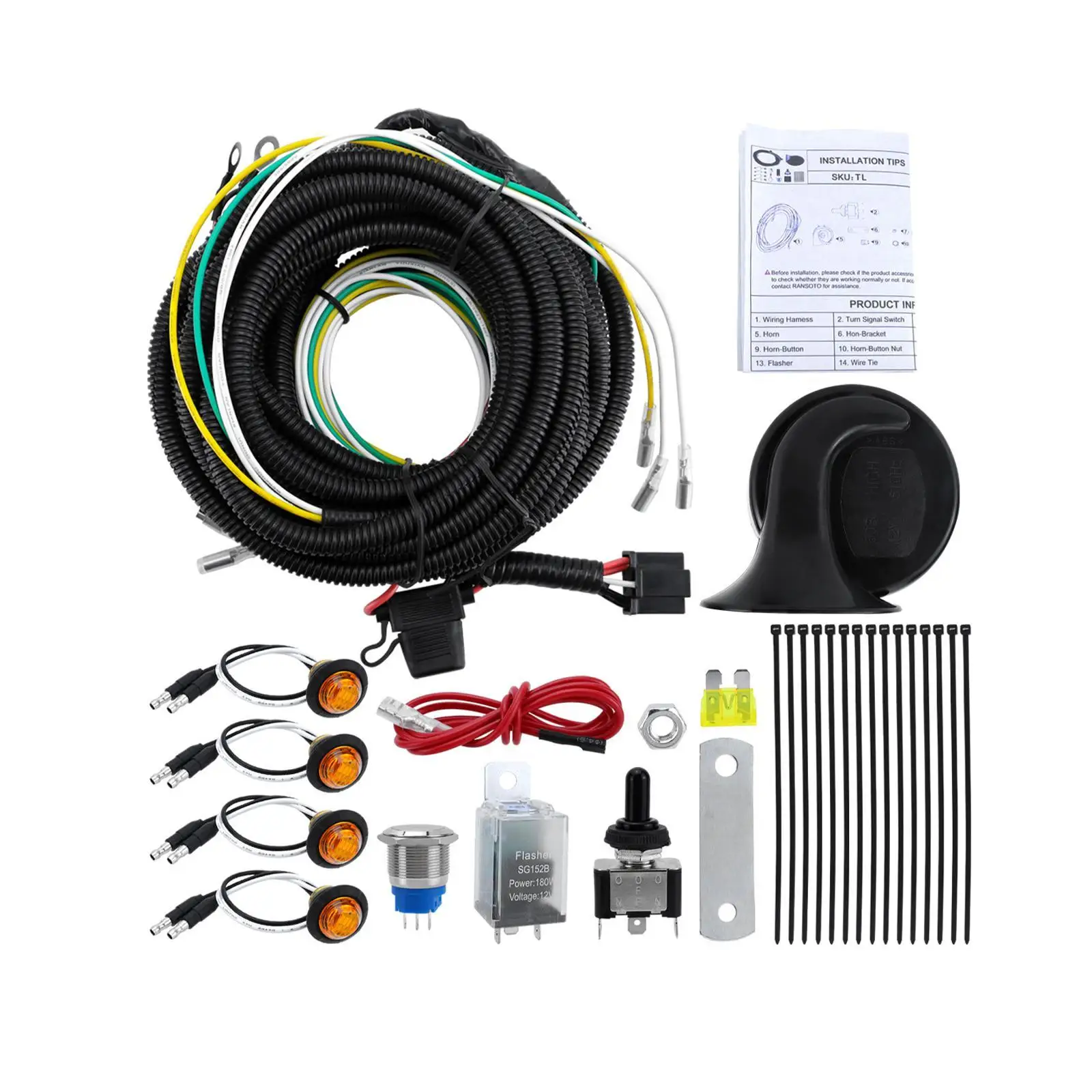 

Turn Signal Kit with Horns Street Legal Wiring Harness UTV ATV Blinker Kit