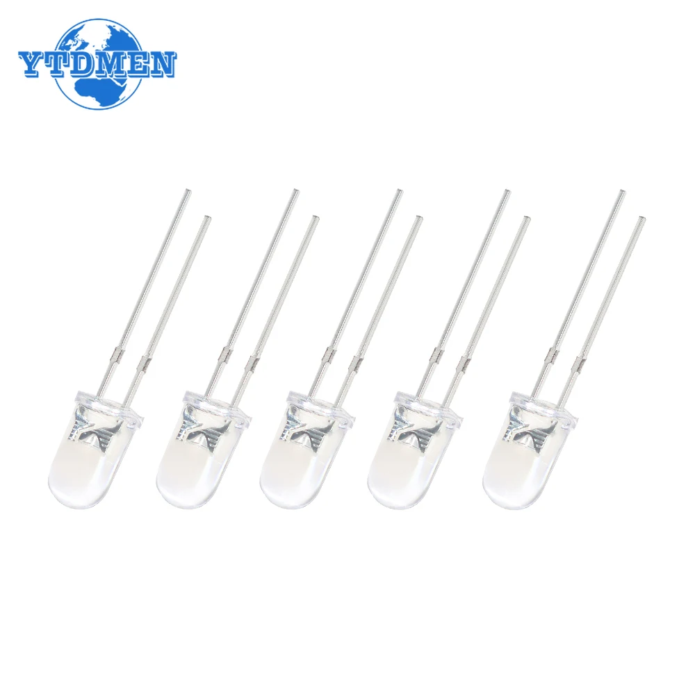 50/100 stks 5mm LED Ultra Heldere Transparant Wit Groen Rood Blauw Geel Oranje Lichtgevende Diode Ronde LED Assortiment Kit