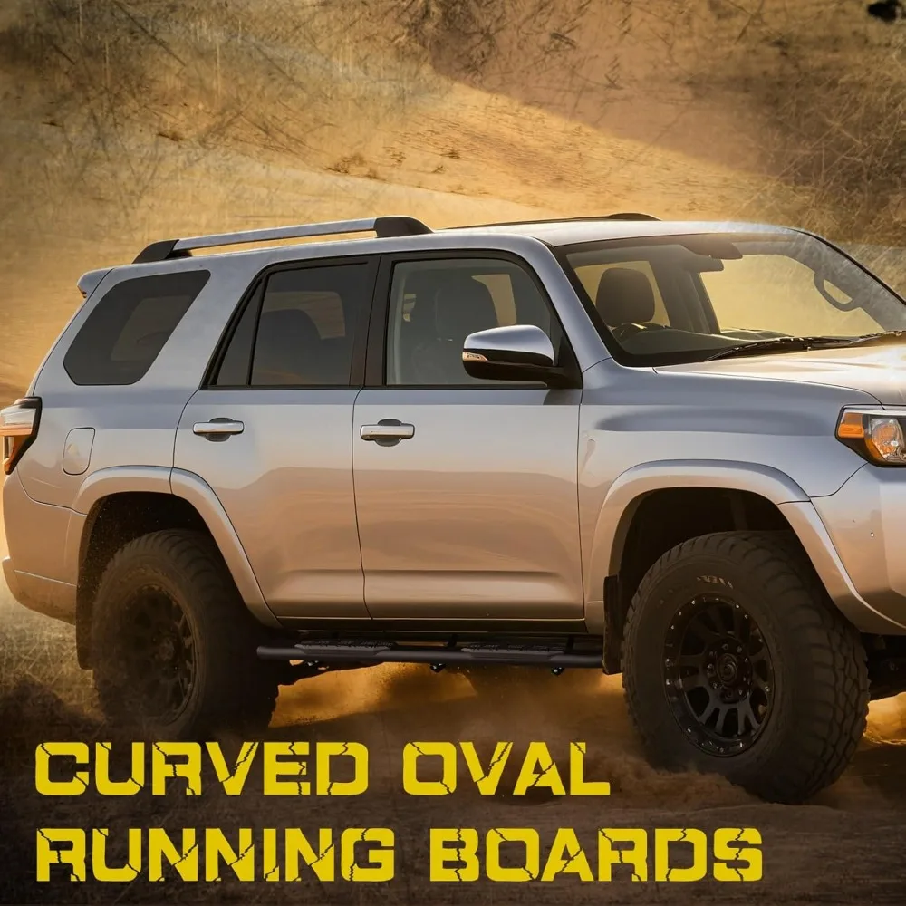 2025 2026 토요타 4Runner(사이드 스커트 없음) 호환 러닝 보드, 4.3인치 타원형 튜브 바 4Runner 스텝 바 및 카보