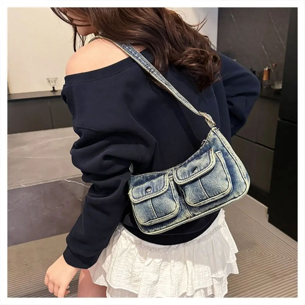 

Trend Handbag Retro Denim Bag Underarm Bag Crossbody Bag Spicy Girl Shoulder Bag Armpit Bag Y2K Cloth bag Girls