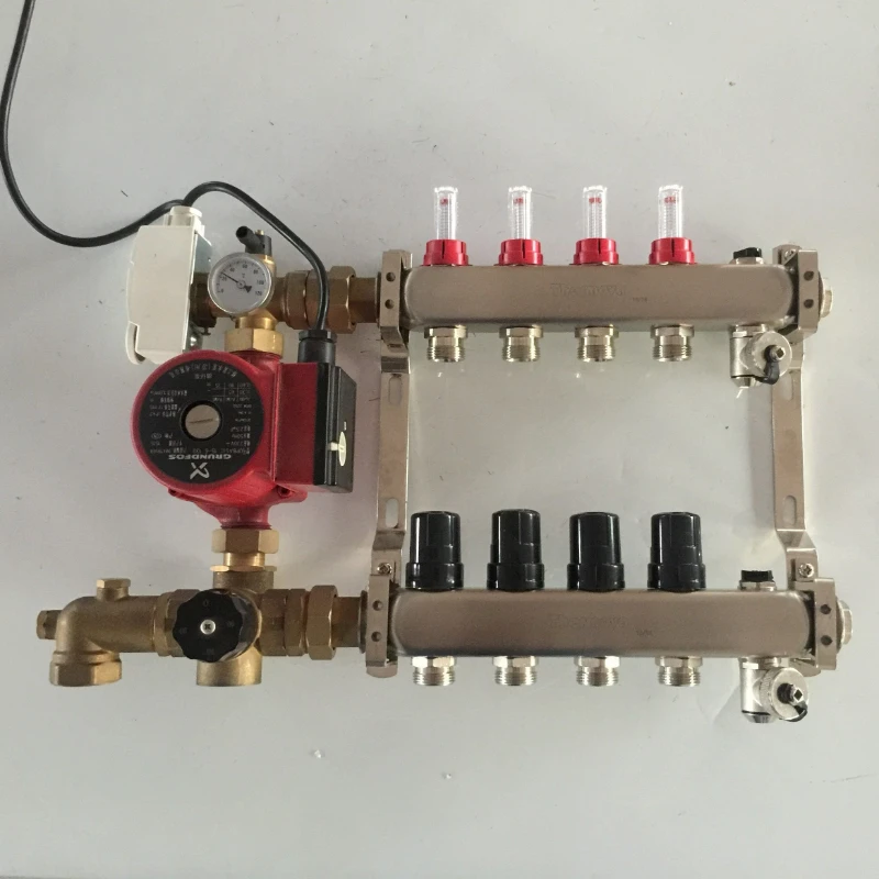 Stainless Steel Floor Heating Manifold with Mixing Valve and Pump