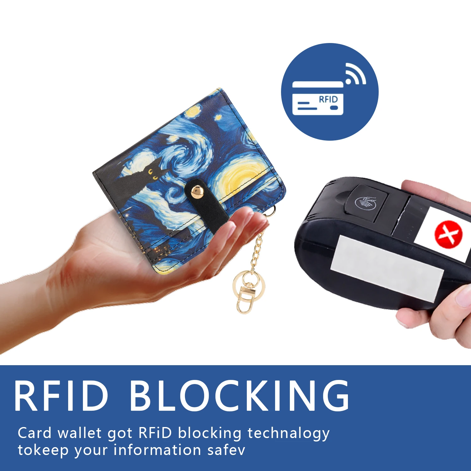 Ultradünne RFID-Diebstahlschutz-Geldbörse für Damen, Tragbare Münztasche mit Reißverschluss, Schlüsselanhänger, Stilvoller Mini-Kreditkartenhalter, Alltägliche Reise-Münzbörse – Detail 4