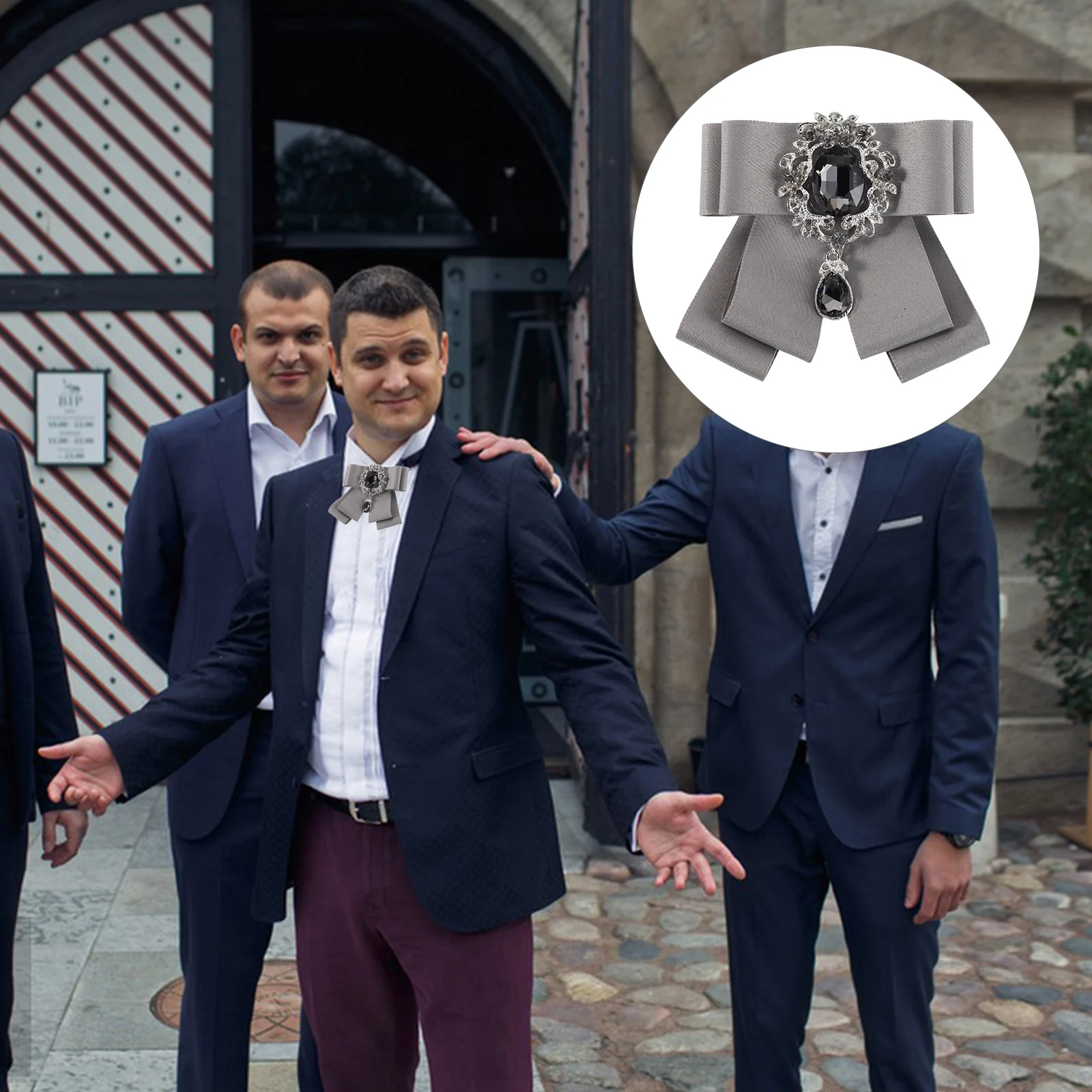 

Men's Collar Brooch Vintage Accessories Man Bow Tie Breastpin Corsage Clothes Rhinestone Trend