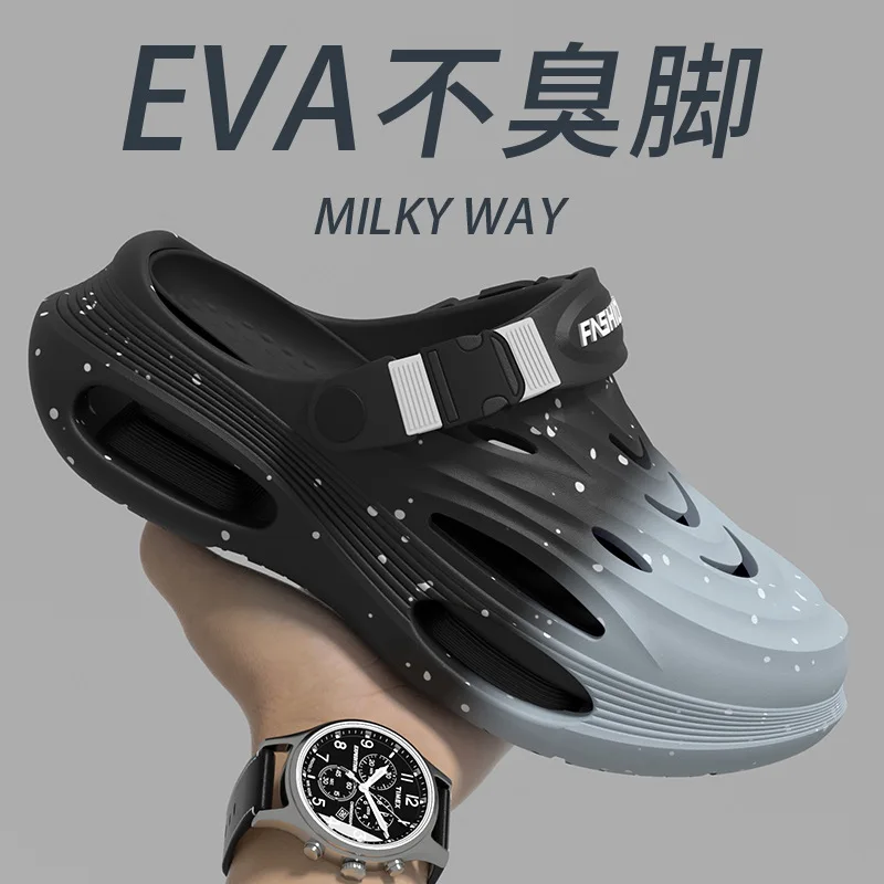 Sandálias masculinas Hole Shoes 2026: Nova tendência esportiva de verão com sola grossa, antiderrapante, desodorante e respirável