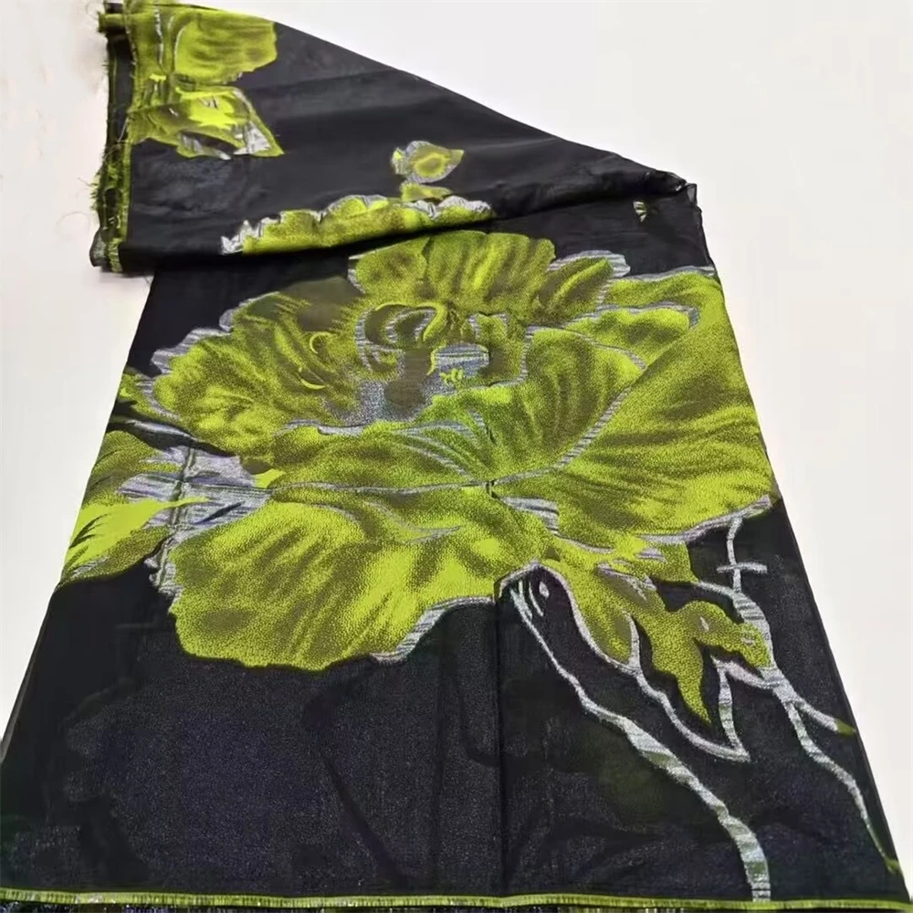 African Brocade Jacquard Luxury Fabric French Organza Net Nigerian Tulle Mesh Lace Material Brocard Tissu 5 Yard For Dress DJO57