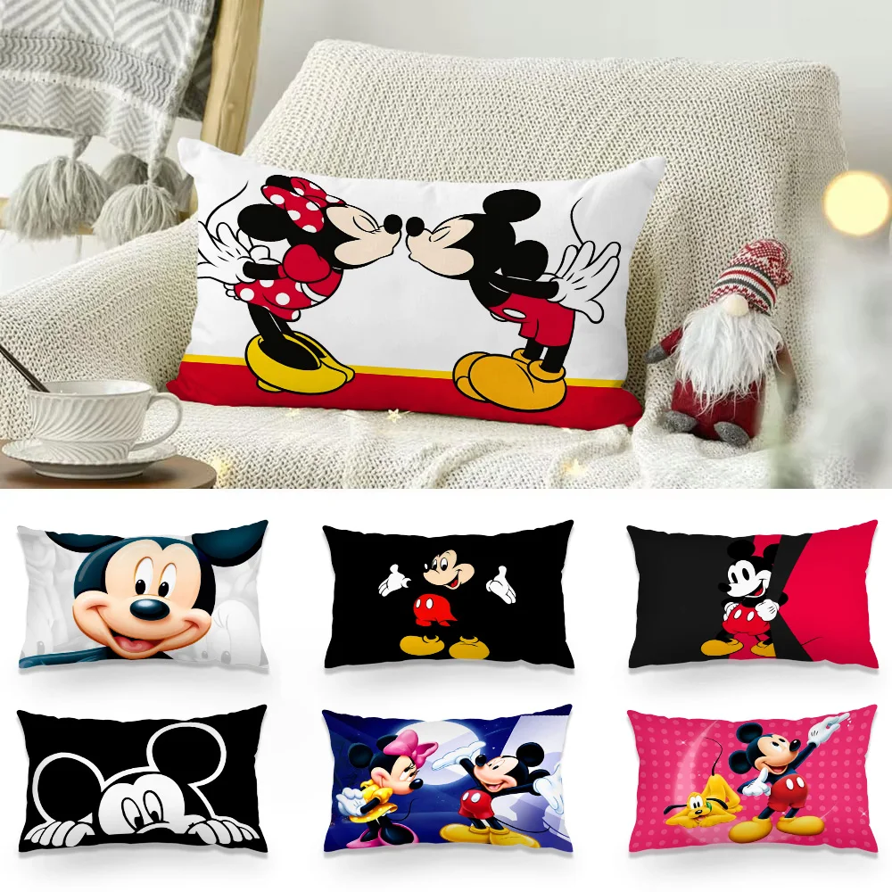 Disney Cute Mickey Minnie Pillow Covers Cartoon Sofa Decorative Home Double-sided Printing Short Plush Cute Cushion Cover