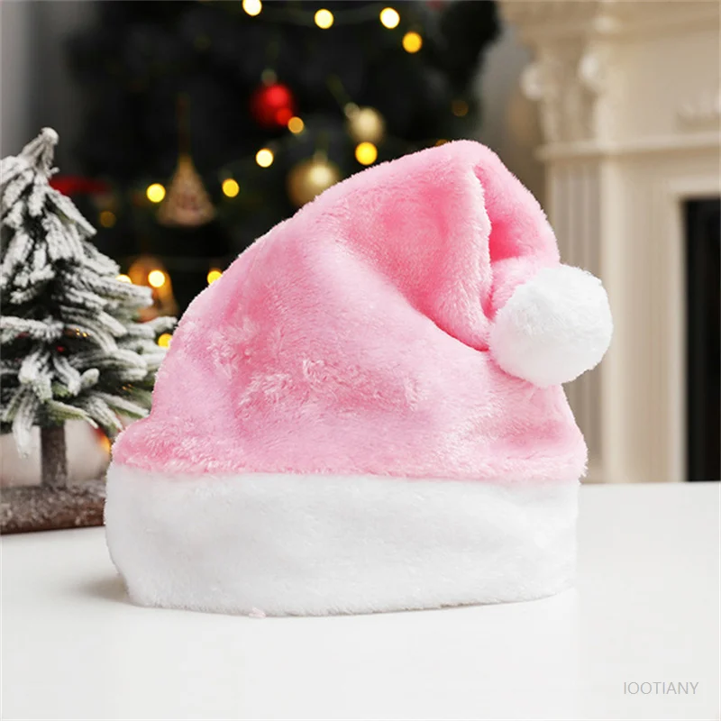 

Christmas Santa Claus Hat Adults Children Unisex Velvet Comfort Short Plush Red Santa Hat 2025 New Year Holiday Party Supplies