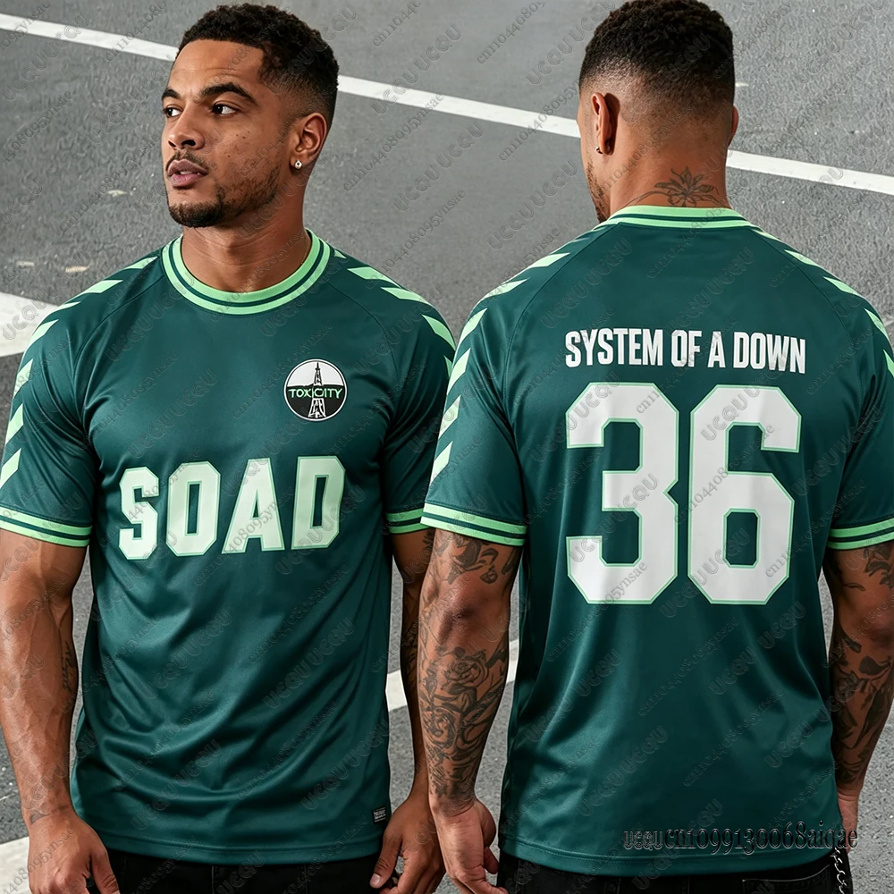 2026 SOAD System Of A Down Tour Fußballtrikot für Herren – Sommerliches, schnelltrocknendes Rock-T-Shirt mit Rundhalsausschnitt, lässige Sport-T-Shirts, Herren-Oberteile – Detail 7