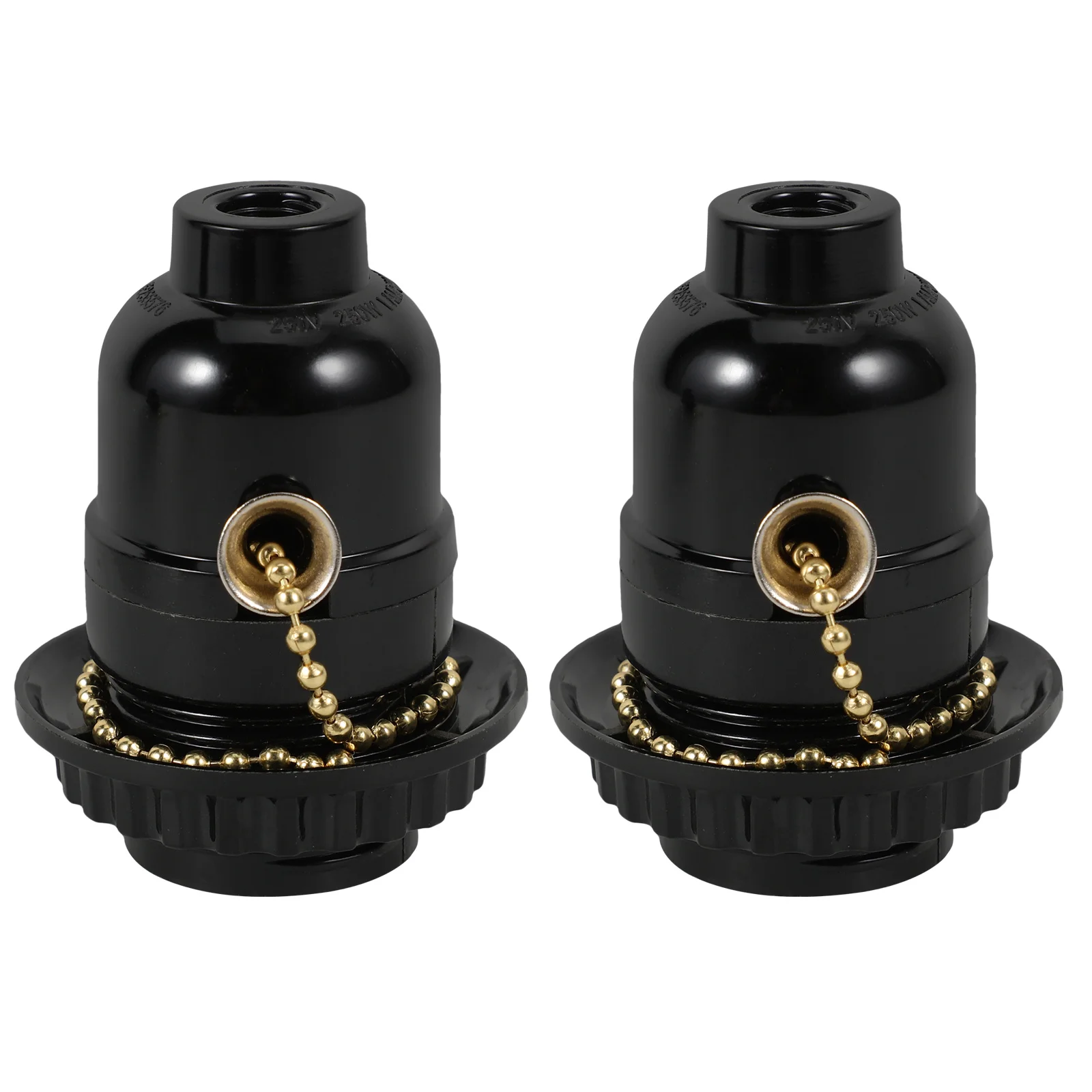 2Pcs E27 Lamp Base Plastic Black with Removable Ring Collar Durable Lamp Holder for Screw Socket Light Bulbs Screw Socket