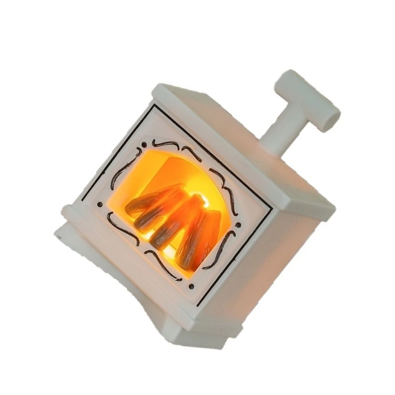 Realistic LED Flame Miniature Fireplaces Lamp Model Figurine for Doll House Accessories with Safe Plastic Construction 15UB