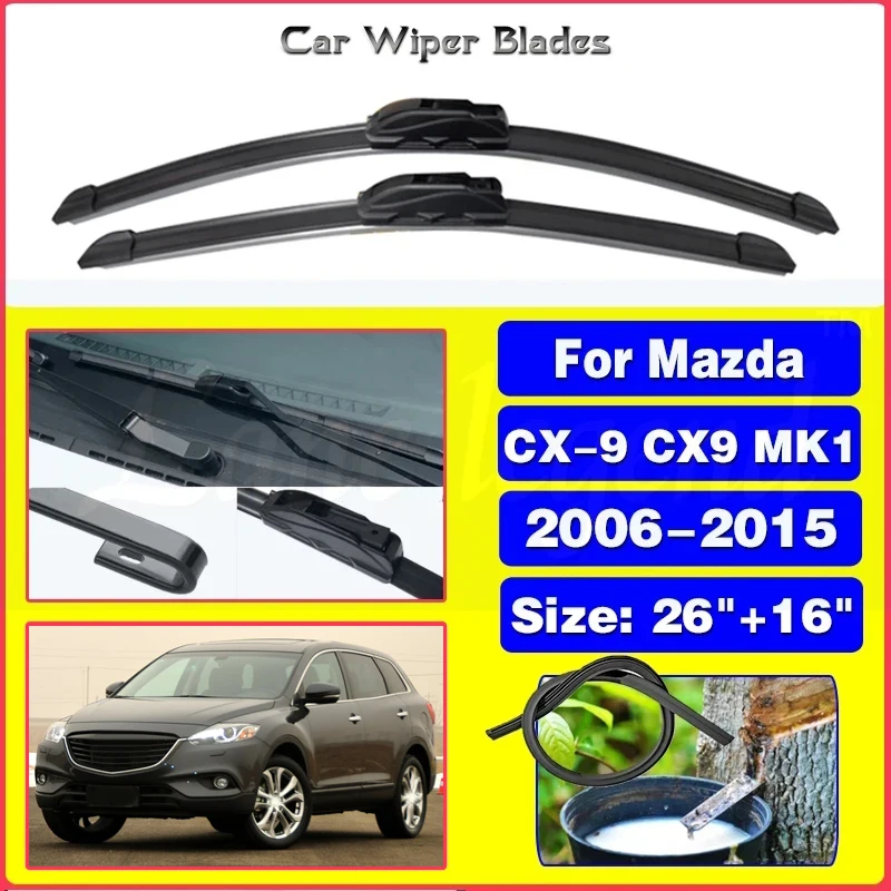 

Передние щетки стеклоочистителя для Mazda CX-9 CX9 MK1 2006-2015 2007 2008 2009 2010 2011, лобовое стекло, переднее стекло, 26 + 16 дюймов