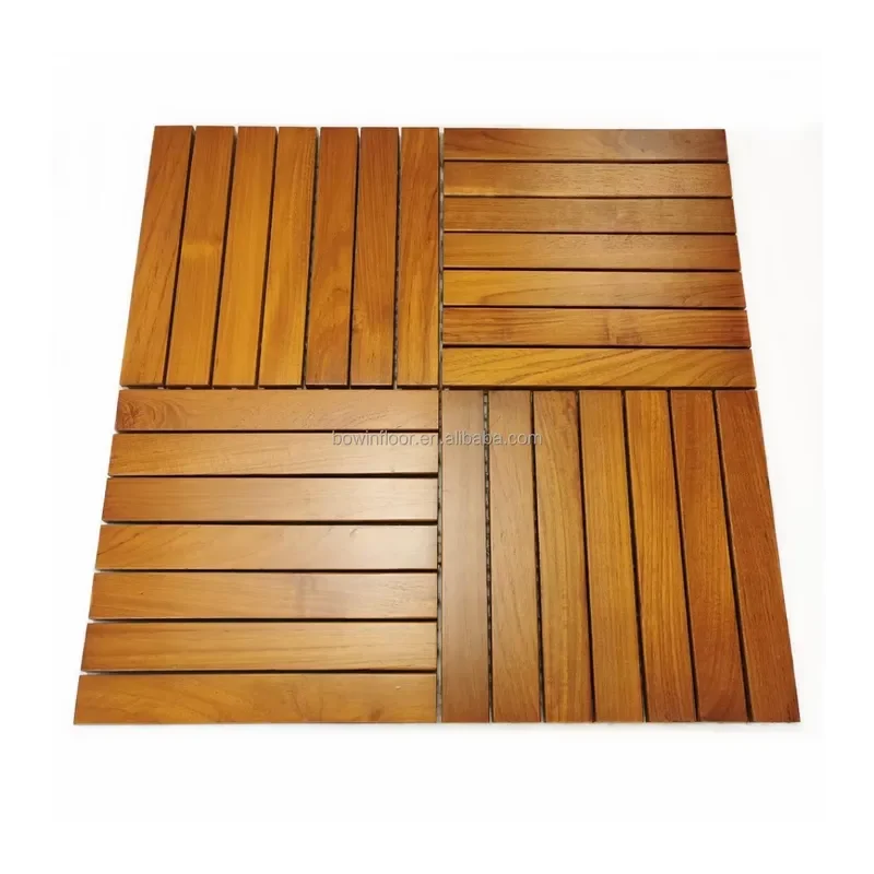 Easy DIY Interlocking Outdoor Balcony Garden Usage Solid Teak Hardwood Decking Tile