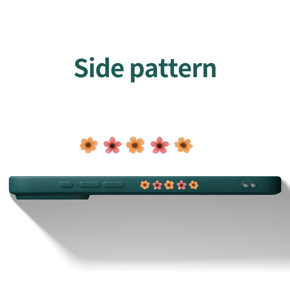 حافظة لهاتف iPhone17 ProMax 17 Air 16 15 14 13 12 11 Pro Max XS Max7 8 Plus 16e 16 Plus من البولي يوريثان الحراري حافظة نباتات خضراء مزهرة