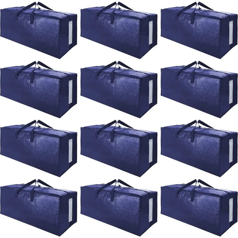 

12-упаковка очень больших транспортных сумок с прочными молниями и ручками для переноски, сверхпрочная сумка для хранения вещей для экономии места.