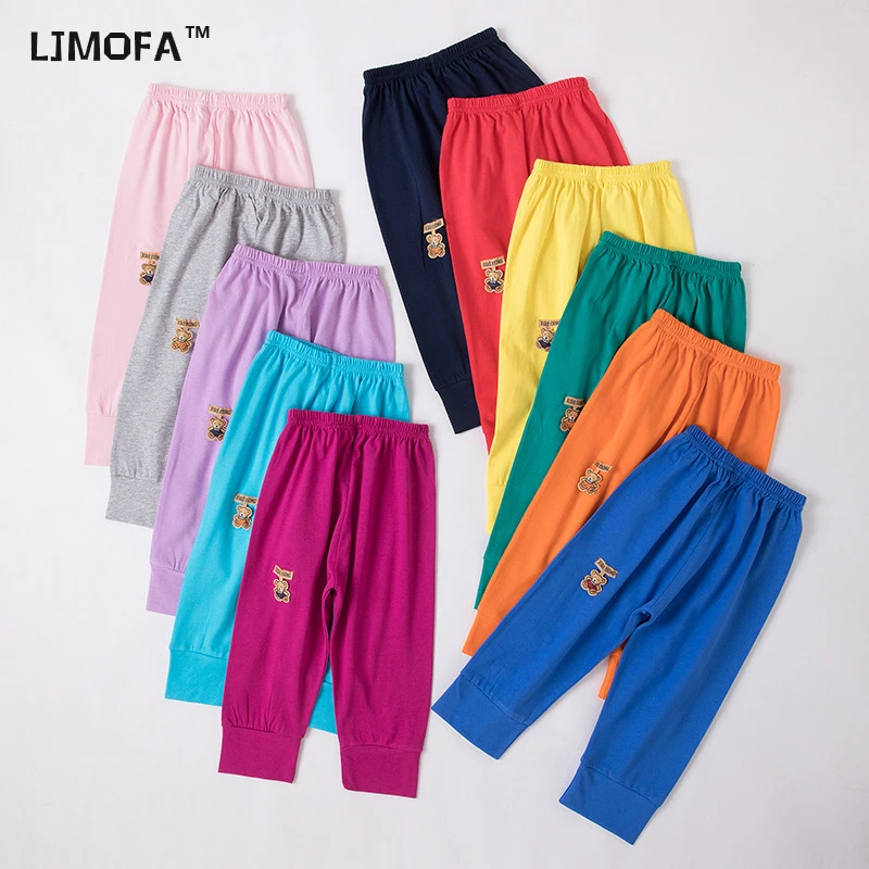 

LJMOFA 1-6T Summer Children Casual Pants Solid Elastic Waist For Boys Girls Toddler Kids Sports Pajama Pants Leggings D306