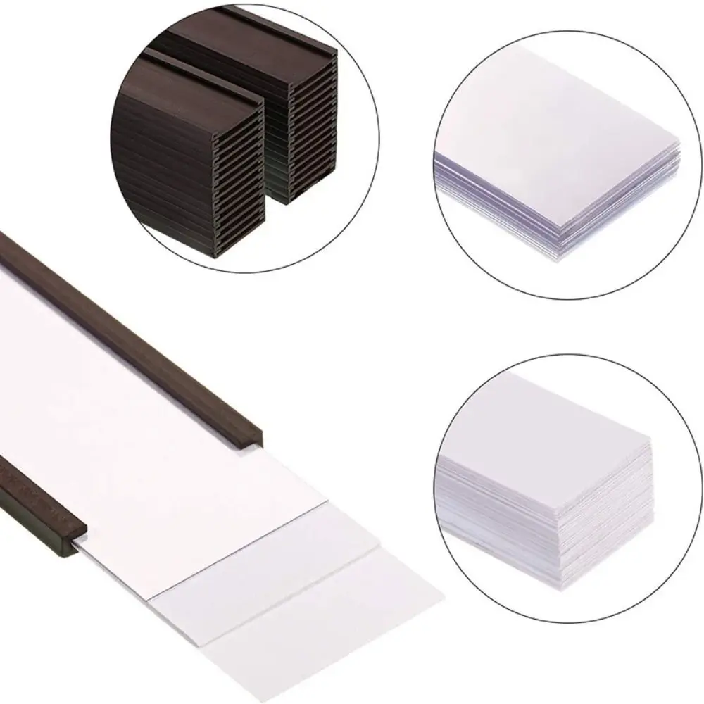 

White Paper Cards Magnetic Label Holder Protective Film Mess Free C Channel Label Holder Strong Magnet Removable