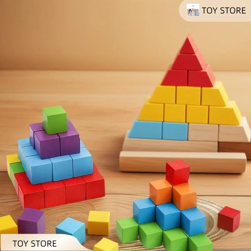 

Multicolored Baby-Shaped Cube Stacking Toys, Children's Wooden Learning Tool with 30/50/100pcs Pack.