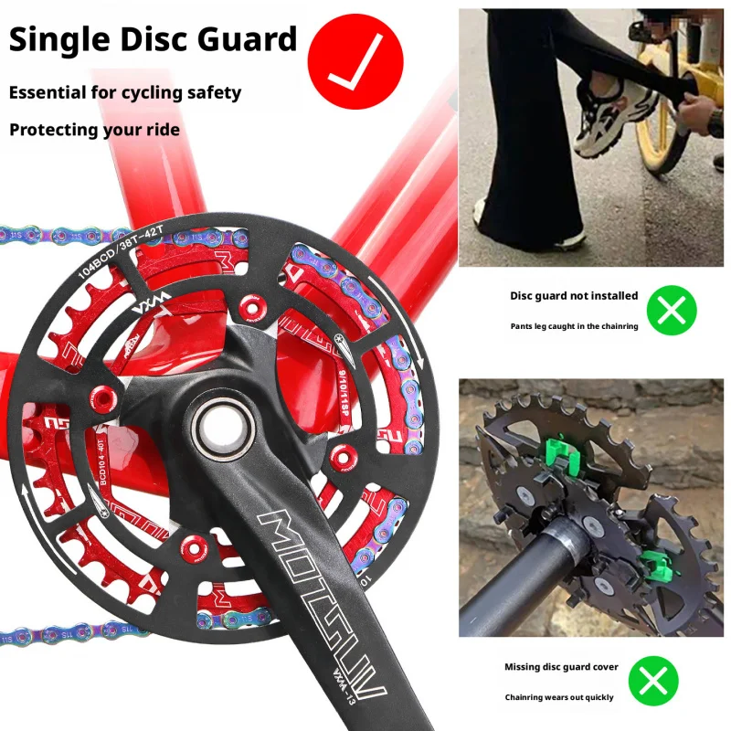 104 BCD Chainring Guard for Mountain Bike, Single Speed Bash Guard, 32T-42T Chain Protection Cover, Aluminum Alloy for Merida