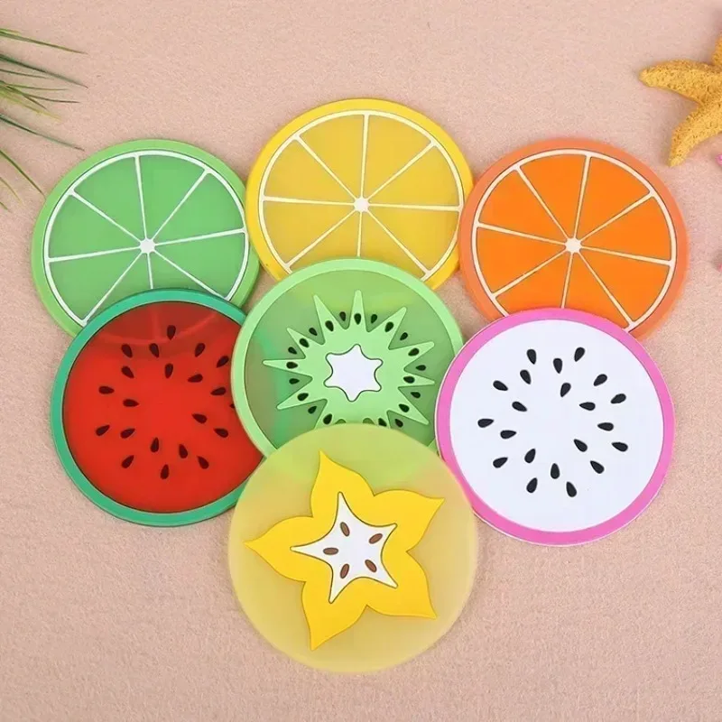 Fruit Shape Cup Coaster Silicone Slip Insulation Pad Cup Mat Hot Drink Holder Mug Stand Home Table Decorations Kitchen Accessory
