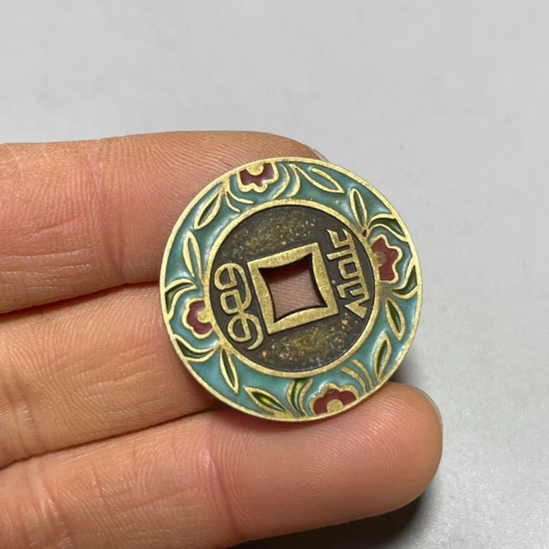 Ancient Cloisonné Carved Old Money Shunzhi Kangxi Qianlong Yongzheng Jiaqing Tongbao Copper Coins
