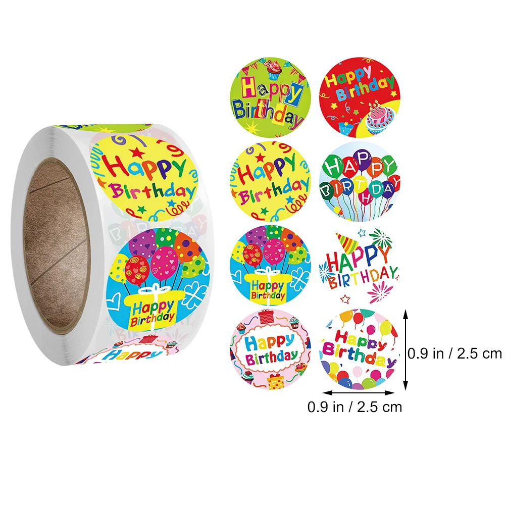 Happy Birthday Stickers Gift Label Lovely The Round Decor Copper Plate Decals Bag Gifts