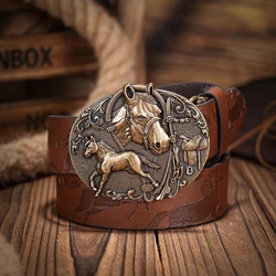 A casual, individual and retro belt, Western-style clothing accessory, metal buckle, PU belt, suitable for both men and women