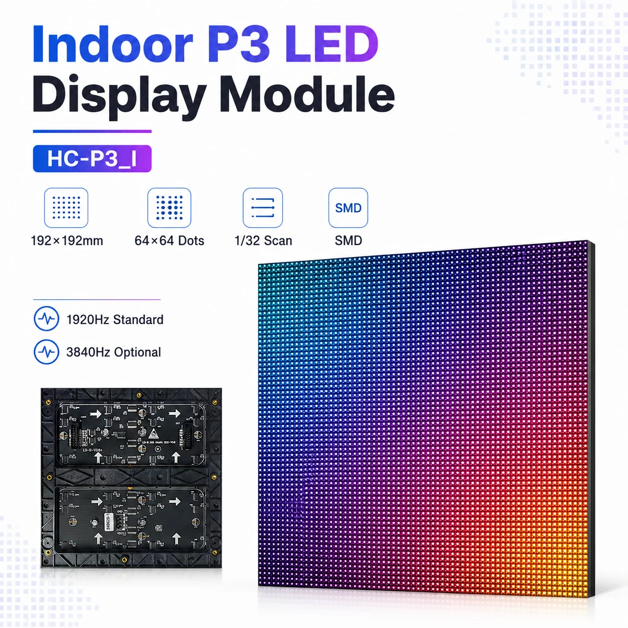 RGB SMD Full Color P3 LED Display Panel Module Indoor P3 LED Screen Panel Module 192x192mm 1/32 Scan