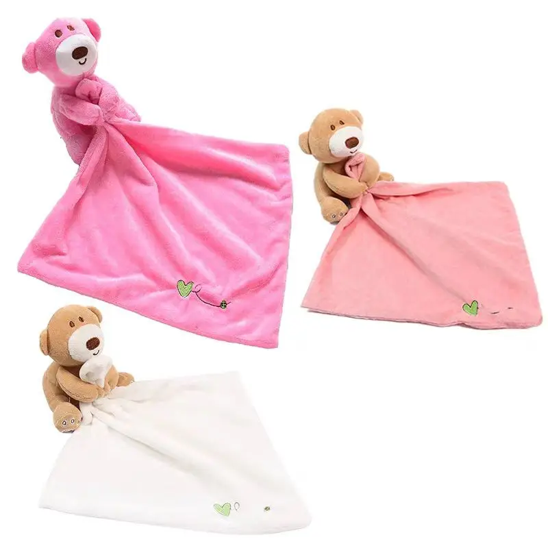 Bear Creative Modeling Cartoon Cute Boy and Girl Soft Non-shedding Cotton Comfortable Gauze Comforter Baby Sleeping Doll