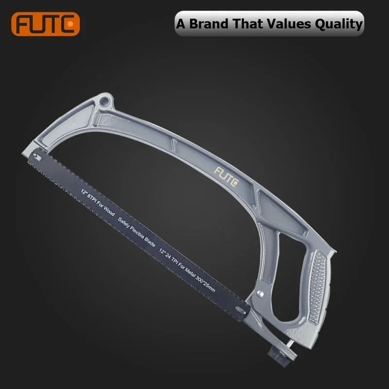 

FUTE Aluminum Alloy Steel Saw Frame Saw Bow with Saw Blade Labor-saving Adjustable Handle 12 Inch Household DIY Woodworking Tool