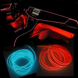 1M//3M/5M Car Interior Lighting 5V LED Strip Decoration Garland Wire Rope Tube Line Flexible Neon Light with Cigarette Drive