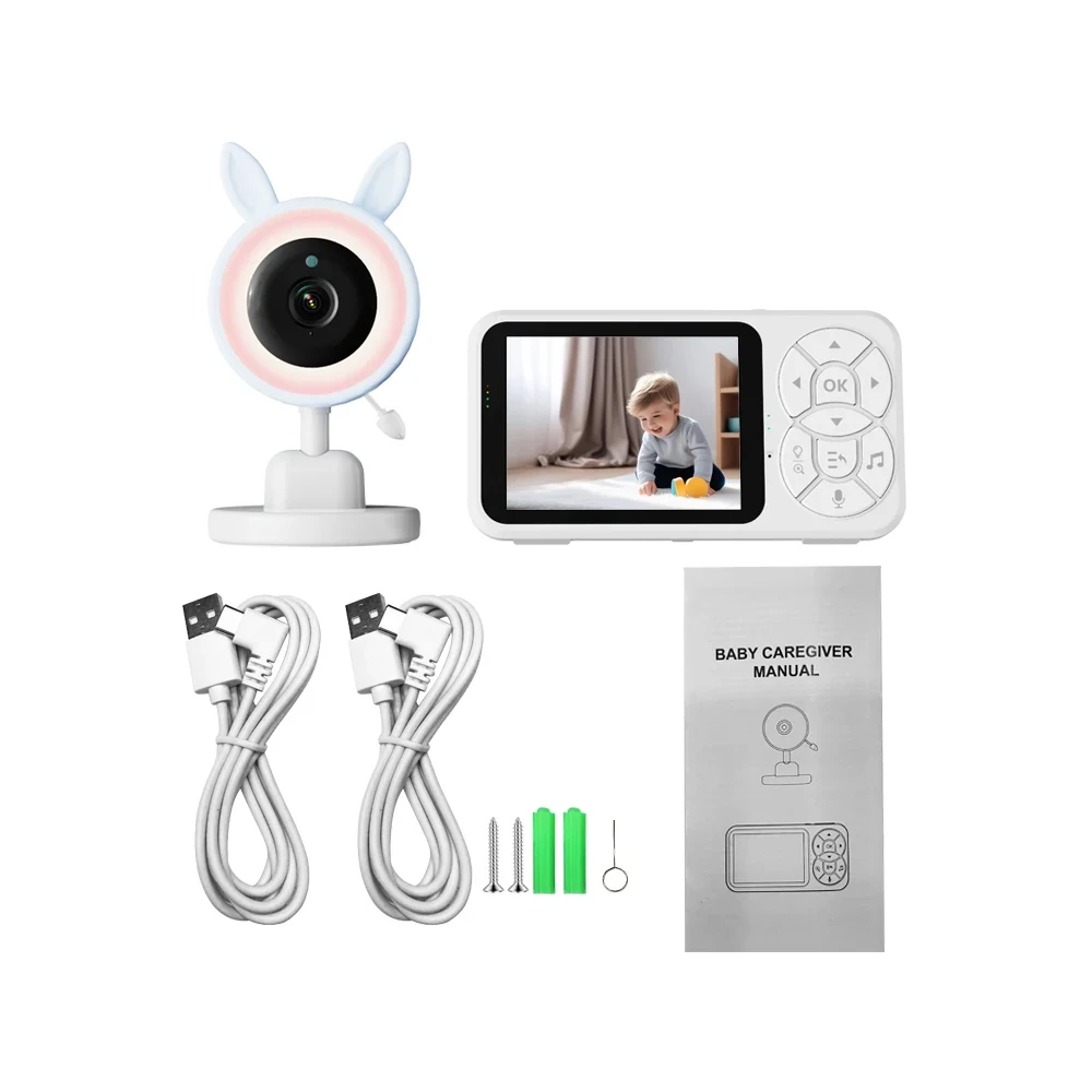 Danmini Video Night Vision Camera 720P 3.5-inch Baby Monitor Camera Baby Sleep Monitor Surveillance Camera with RGB Light C4L-B