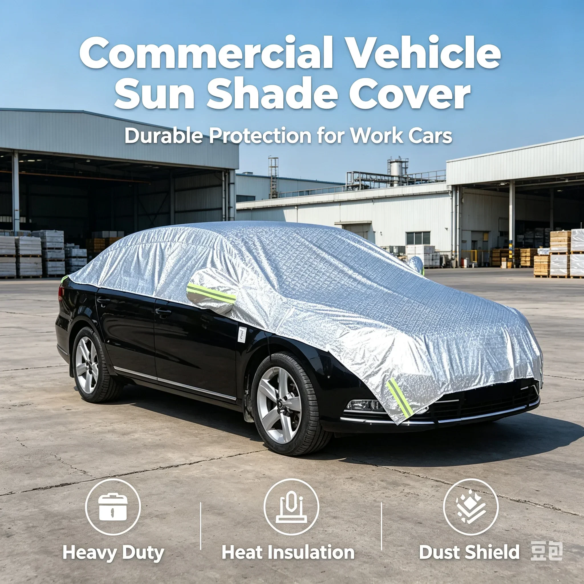 Universal Half Car Cover Waterproof Anti-UV Heat Insulation Car Top Sun Shade Cover Reflective Strip Car Cover