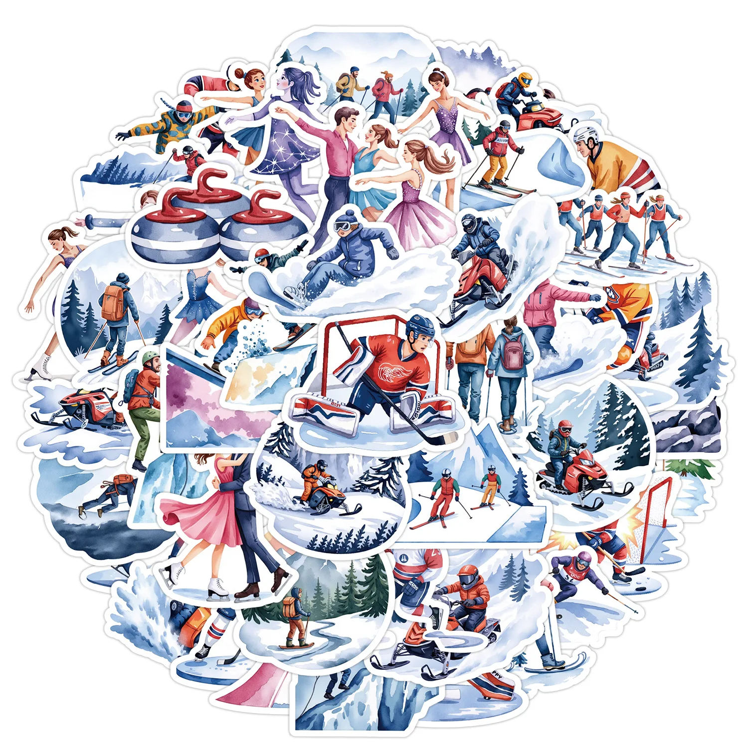 50 個新しい冬落書きステッカークールスキー装飾 DIY スポーツデカール冷蔵庫荷物ラップトップギター車バイク子供のおもちゃ