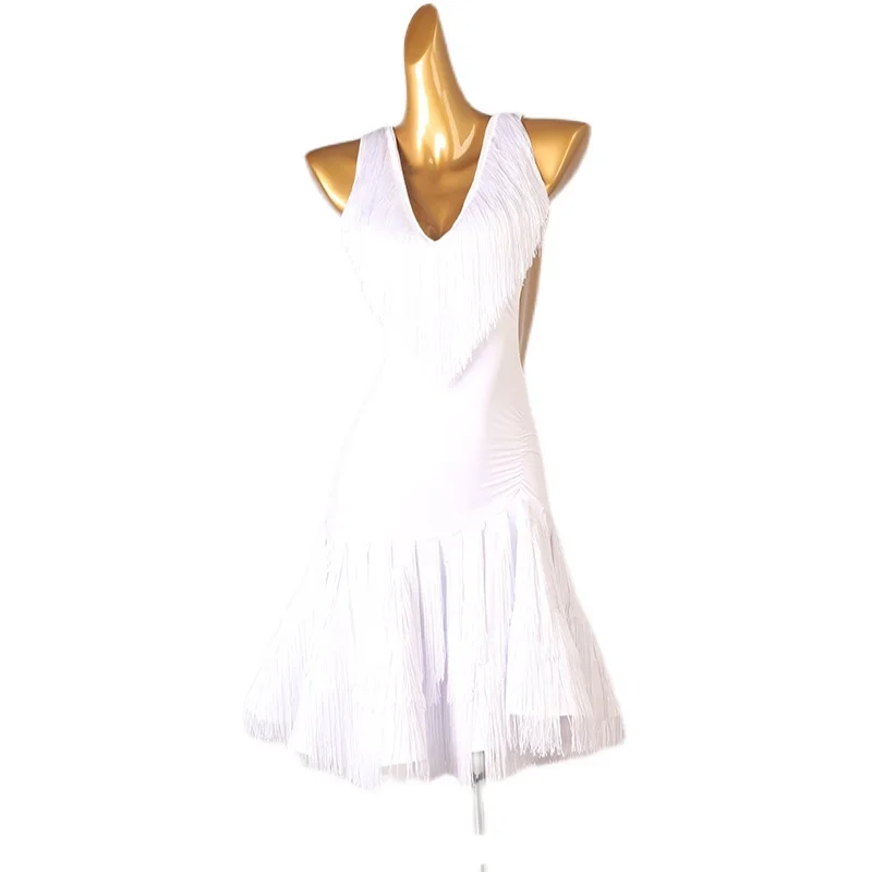 Ropa de competición de baile latino profesional, ropa artística, vestido de baile latino estilo borla LQ310