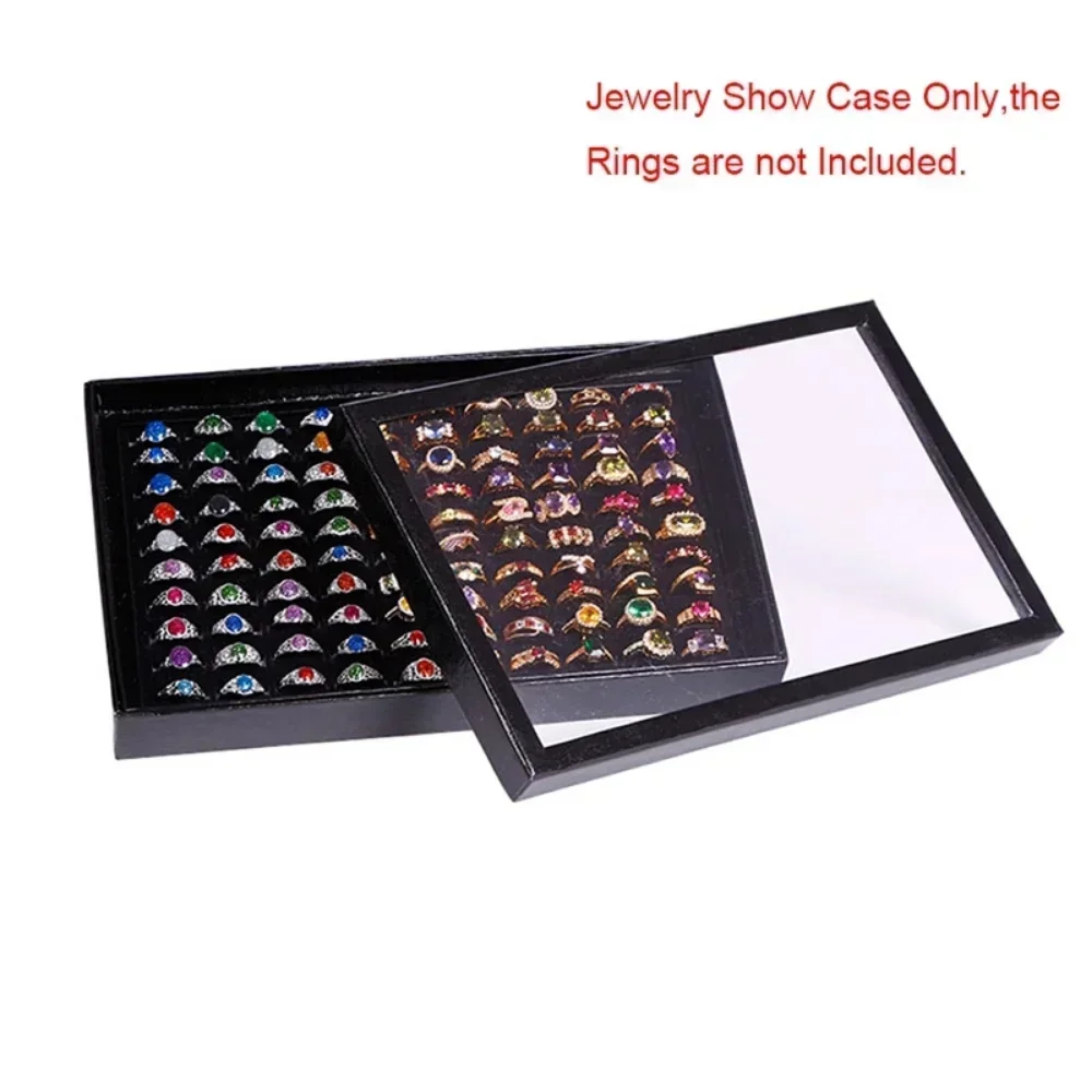 Fashion Simple 100 Slots Rings Display Stand Storage Ring Box Jewelry Organizer Holder Show Case Casket Containers Accessories