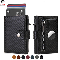 Rfid Credit Card Holder Men Wallets Carbon Fiber Cardholder Case Short Purse Small Slim Mini Wallets For Airtag Air Tag Tracker