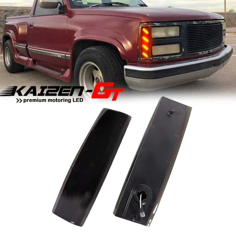 Front Bumper Side Marker LED Lights For 1988-1993 GMC C1500 C2500 C3500, For 1988-1993 GMC K1500 K2500, For 1992-1993 GMC Yukon