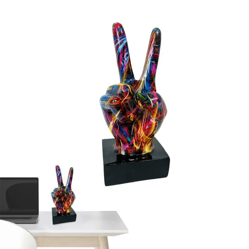 Graffiti Resin OK YEAH Good Gesture Hand Model Decorative Ornament Home Study Room Office Decor Miniature Figurines Item