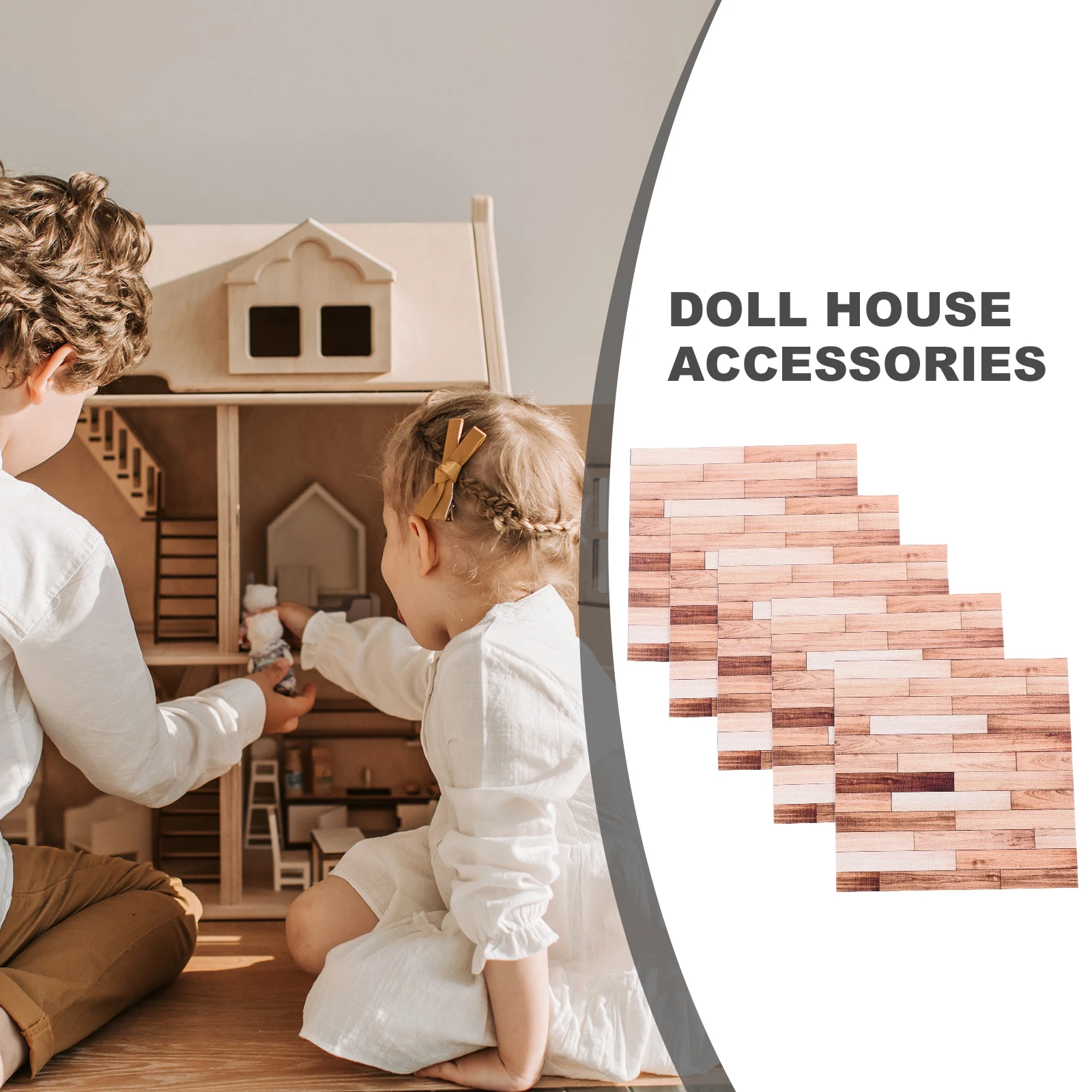 

5pcs 10x10cm Self Adhesive Wallboard Wallpaper Dollhouse Mini House Floor Paper Realistic Wood Grain Easy DIY Accessories