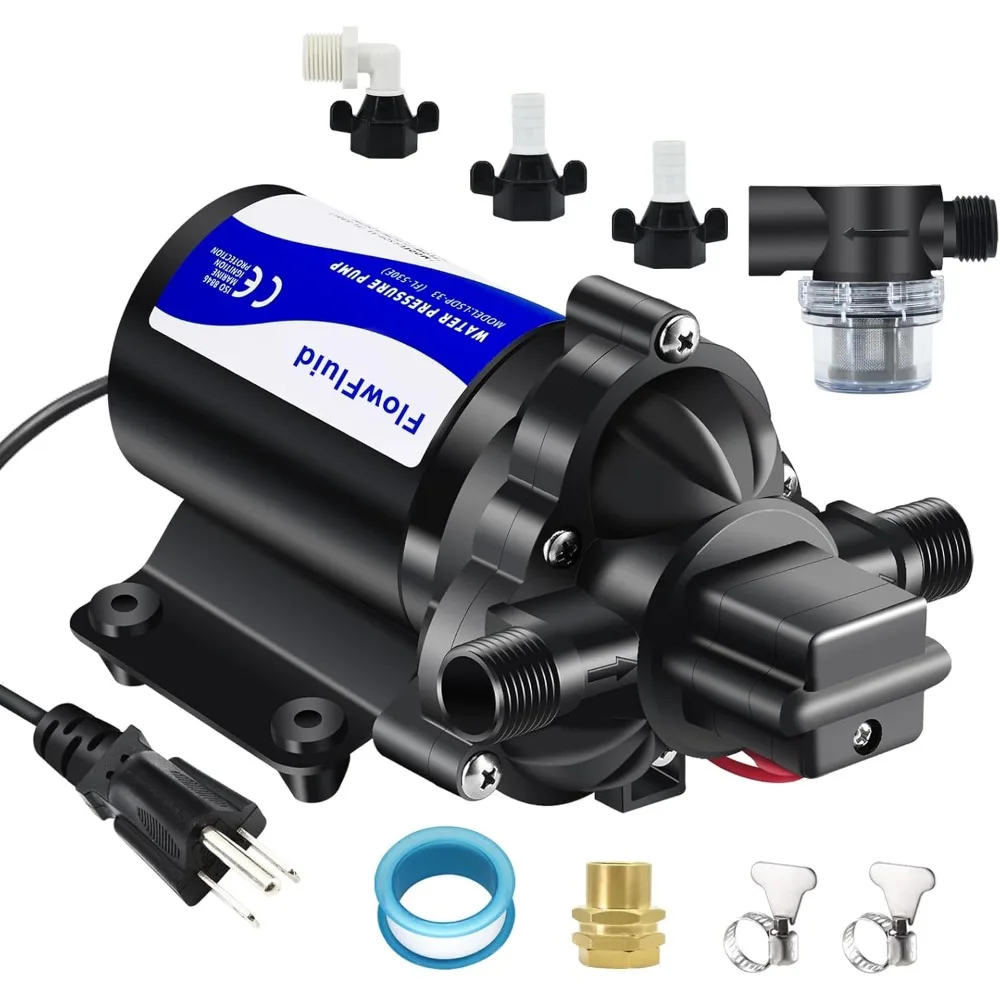 

Water Pressure Booster Diaphragm Pump 110V AC for House,45PSI 4GPM Fresh Water Transfer Pump with Plug