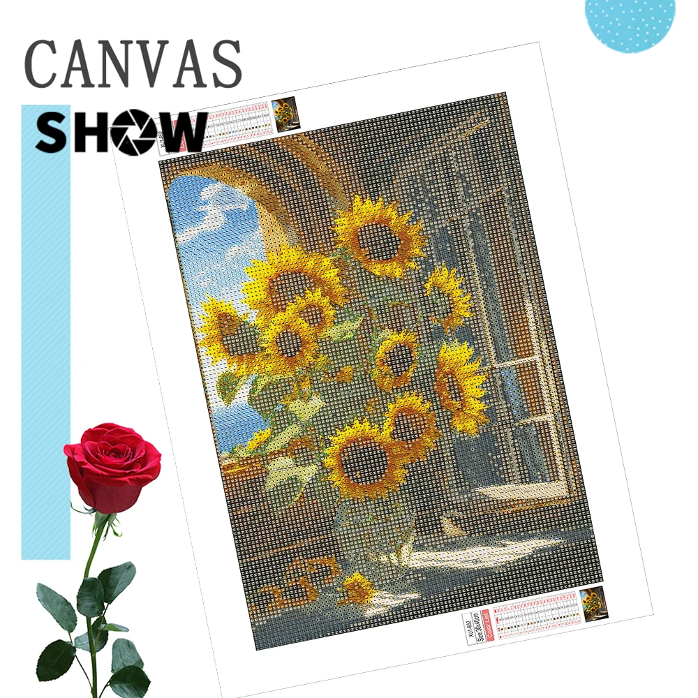 AZQSD 5d Diamond Painting Sunflower Flower Mosaic 30x40cm Full Round Drill Cross Stitch Kits Embroidery Floral Gift Handmade