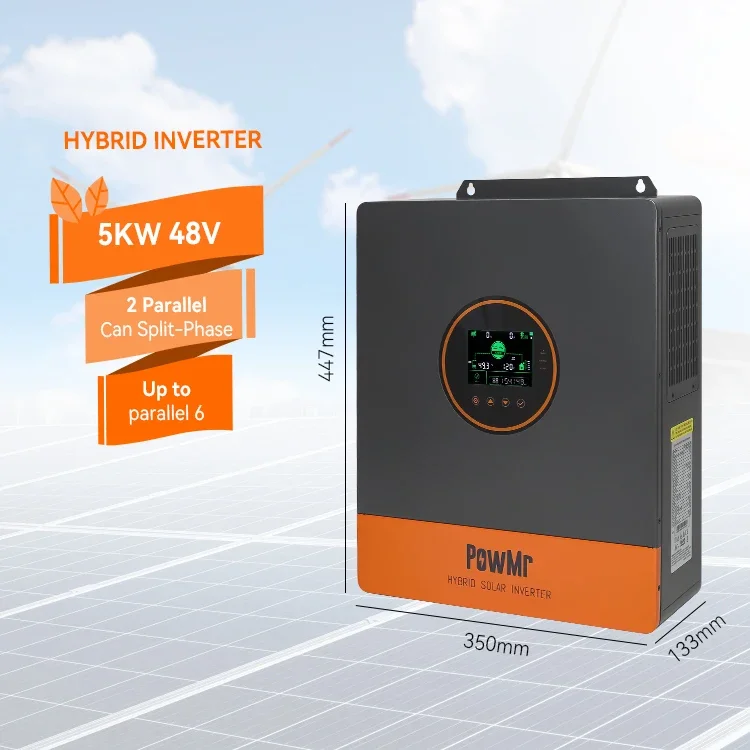 PowMr Single/Split/Three Phase 5KW 48V Solar Inverter 110/120V On/off Grid MPPT Hybrid Solar Inverter