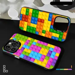L-Lego Bricks background Phone Case Matte Colored Silver For iPhone 15 14 16 13 12 11 Pro Max Plus XS X Shockproof Hard Cover
