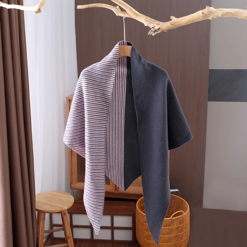 

ATTYYWS New 2025 Women's Knitted 100% Pure Wool Shawl with Exquisite Color Matching, Women's Autumn and Winter Long Shawl