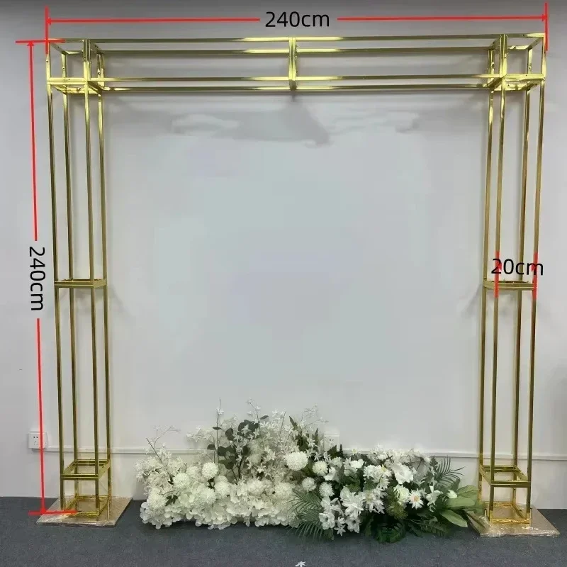 Personalized Shiny Gilded Iron Square Screen Frame - Wedding Background Decor | Event Stage Flower Stand Supplies - Image 4